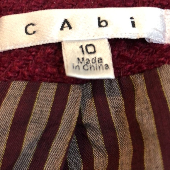 CAbi Womens Britt Boucle Burgundy Tweed Jacket Sz 10 Blazer Zip Up Whimsical - Picture 4 of 9